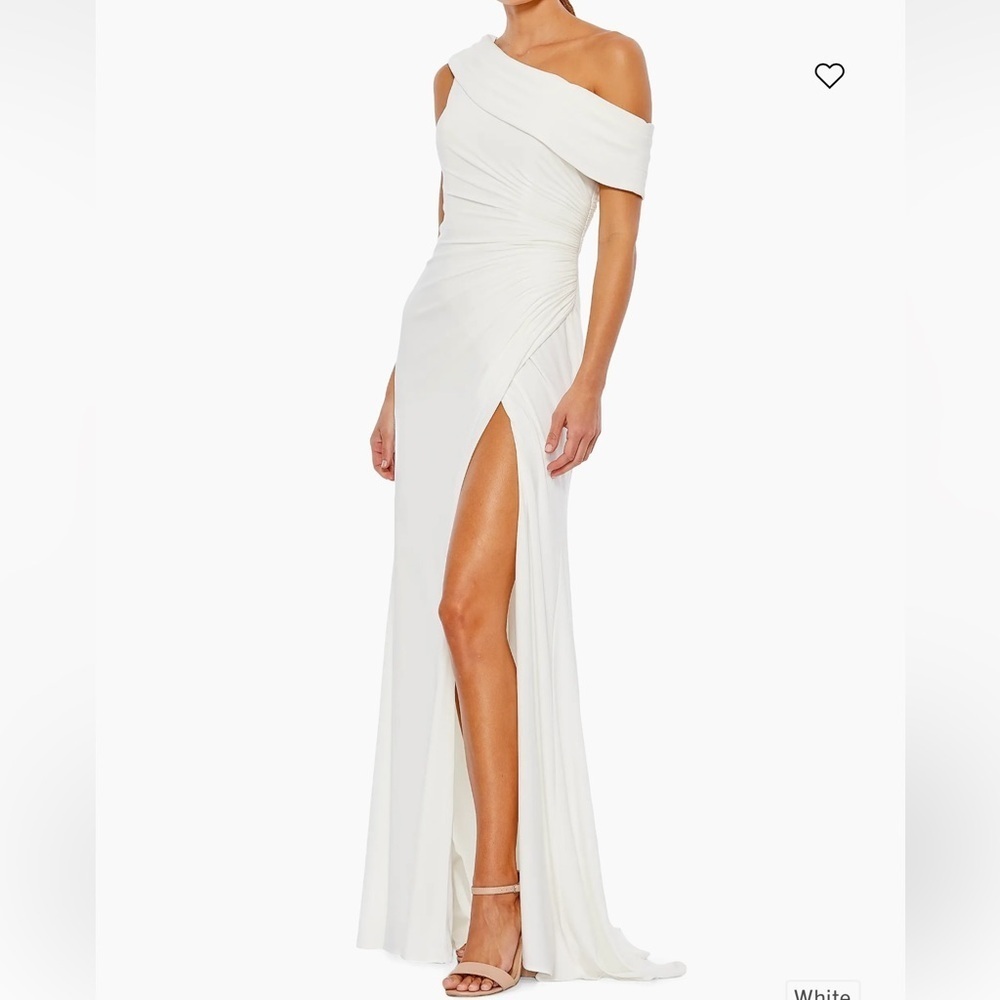 MaxDuggal Elegant White Off-Shoulder Dress
